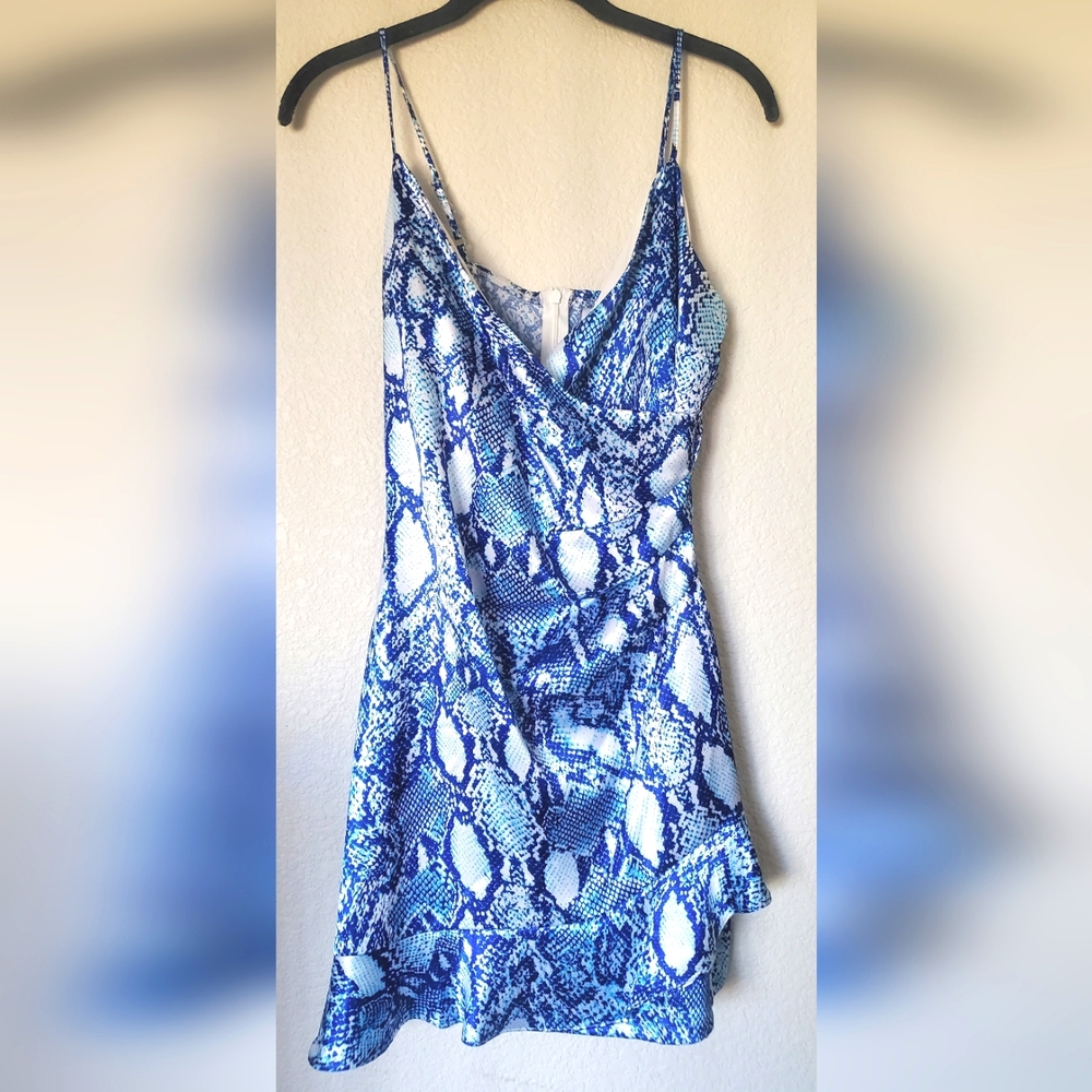 Snakeskin Print Faux Wrap Dress